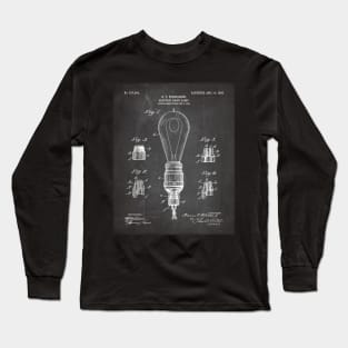Light Bulb Patent - Industrial Design Architectural Décor Art - Black Chalkboard Long Sleeve T-Shirt